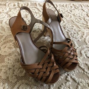 Hinge Leather/Wood Clog Heels